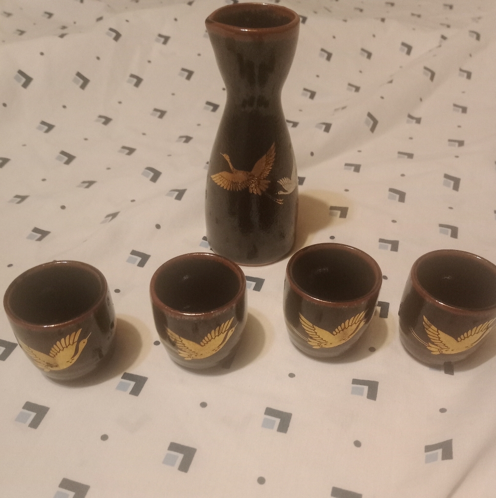 Vintage Japanese Sake Set Of 5